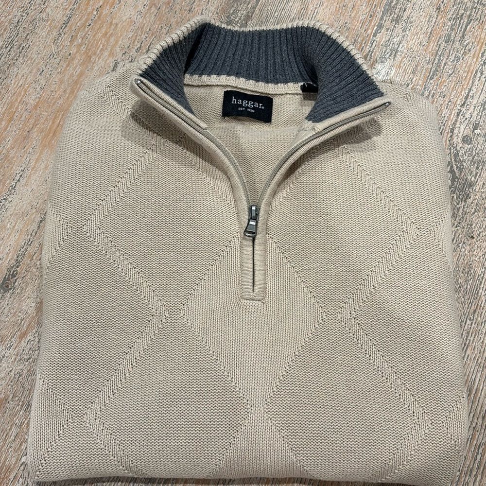 Men’s Haggar Mock Zip Neck Cotton Sweater XL